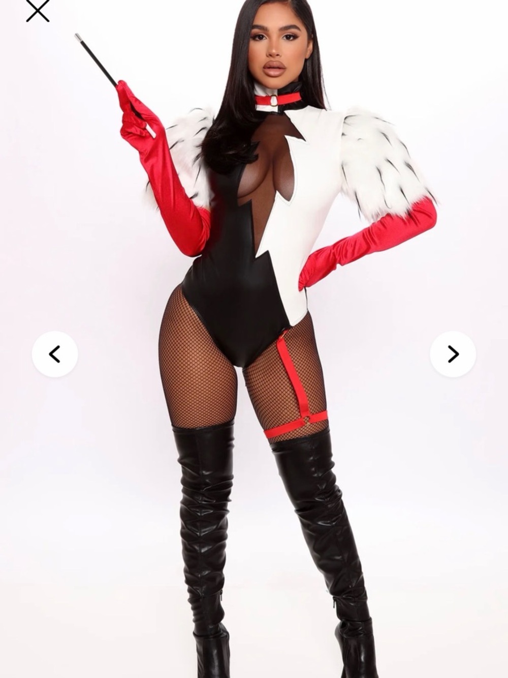 Fashion Nova Keep It Cruel Costume Bodysuit (Cruella) Includes the wig